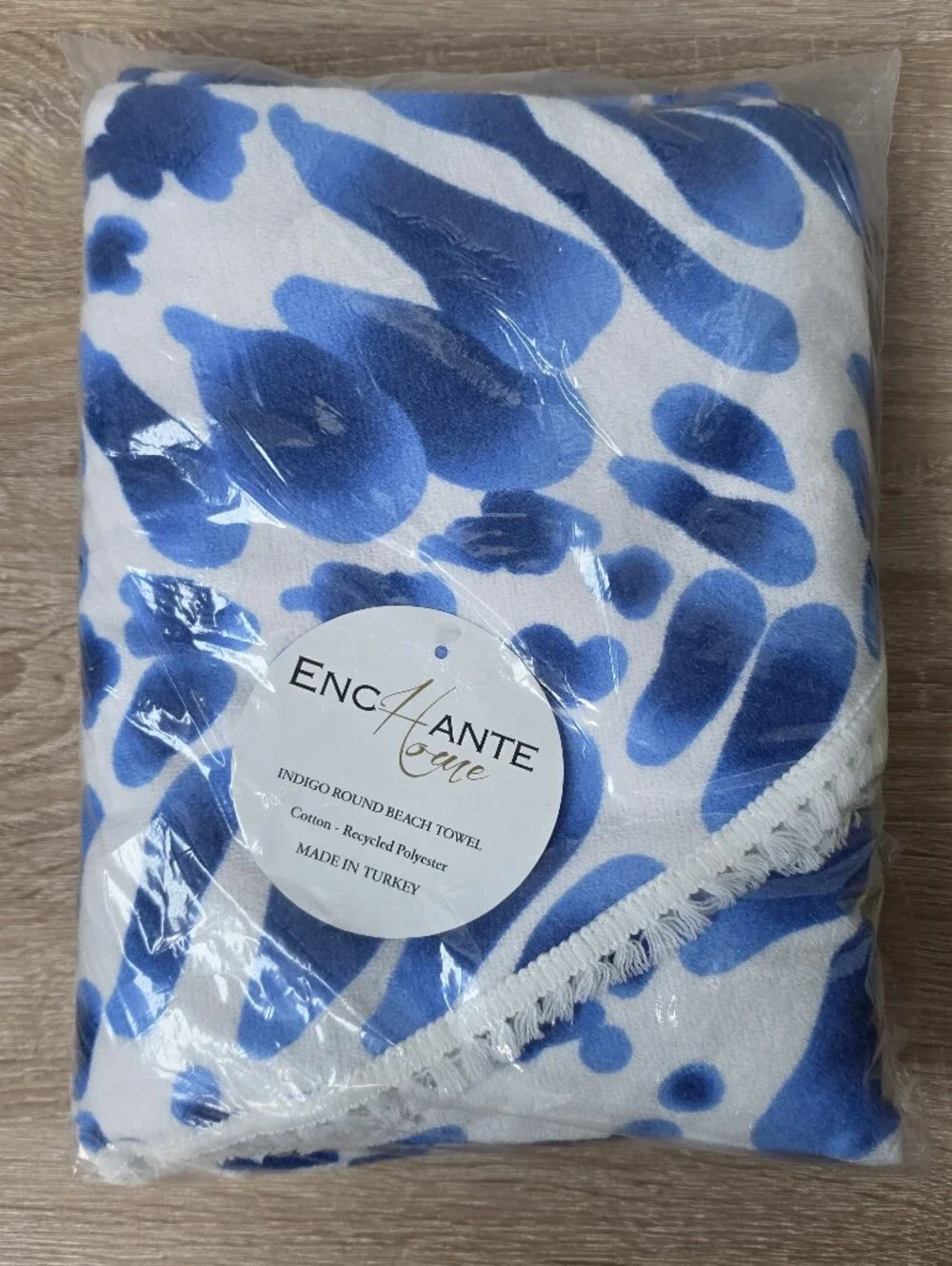 Enchante Home Indigo Round Beach Towel Made In Turkey 60” Diameter Blue Tie Die